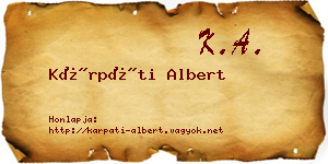 Kárpáti Albert névjegykártya