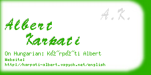 albert karpati business card